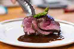 Prime Rib and Asparagus at the Brigadoon Restaurant.